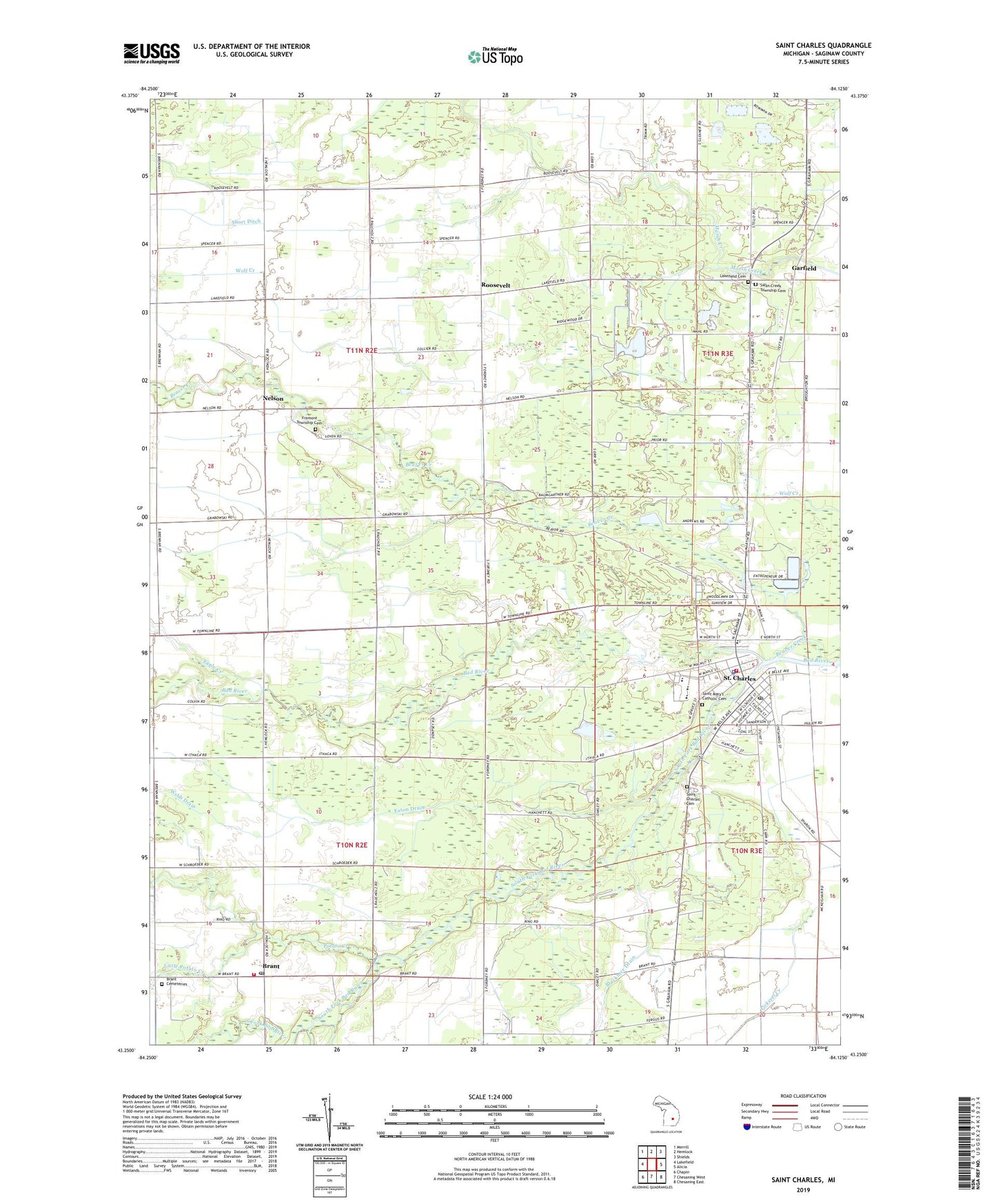 Saint Charles Michigan US Topo Map Image