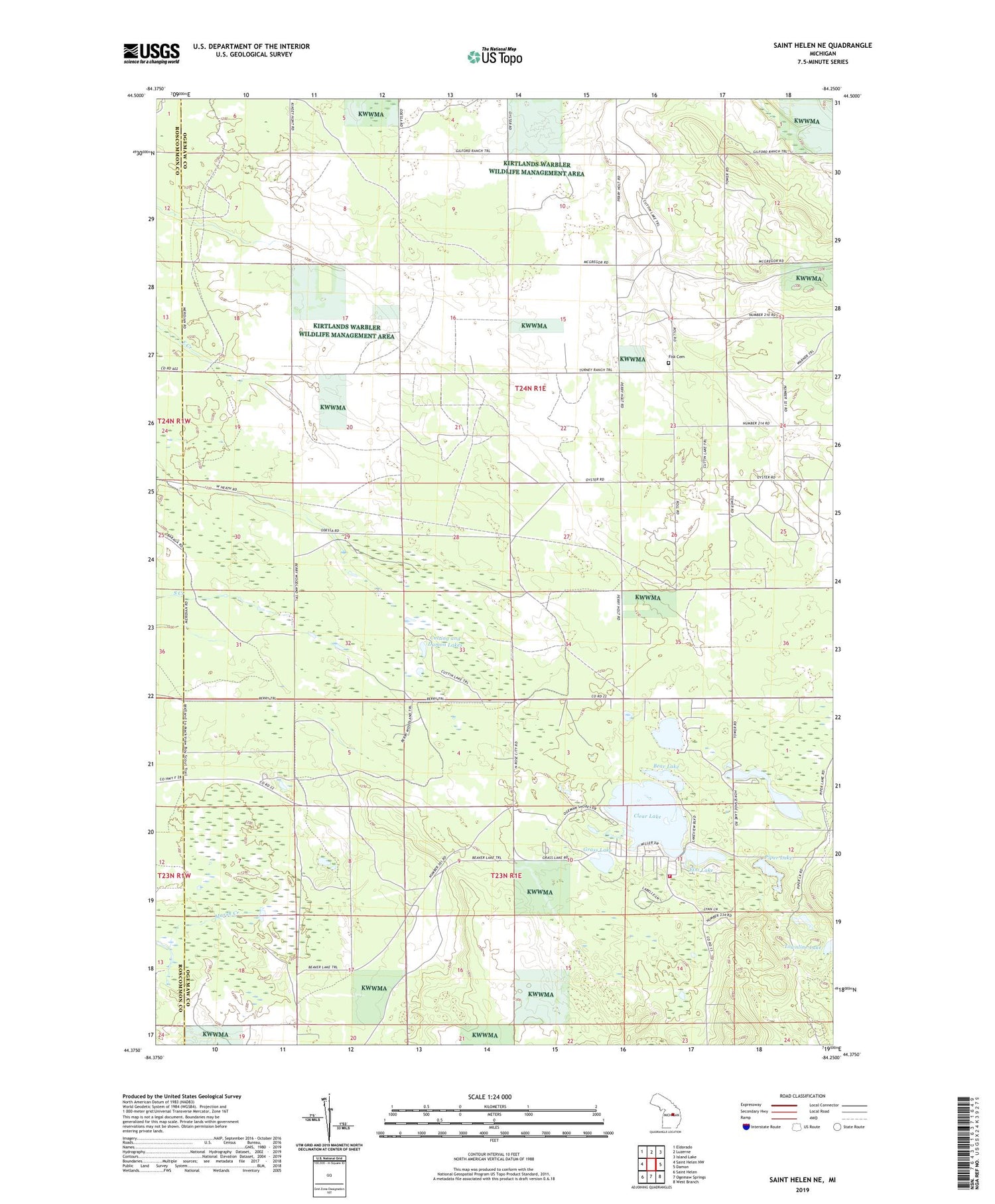 Saint Helen NE Michigan US Topo Map Image