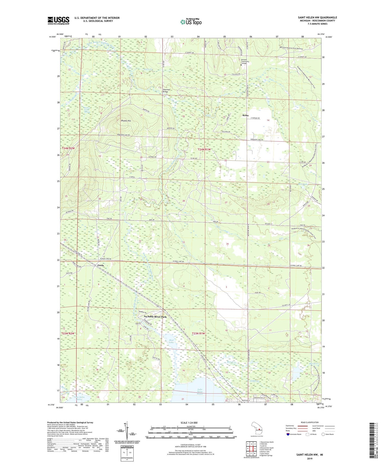 Saint Helen NW Michigan US Topo Map Image