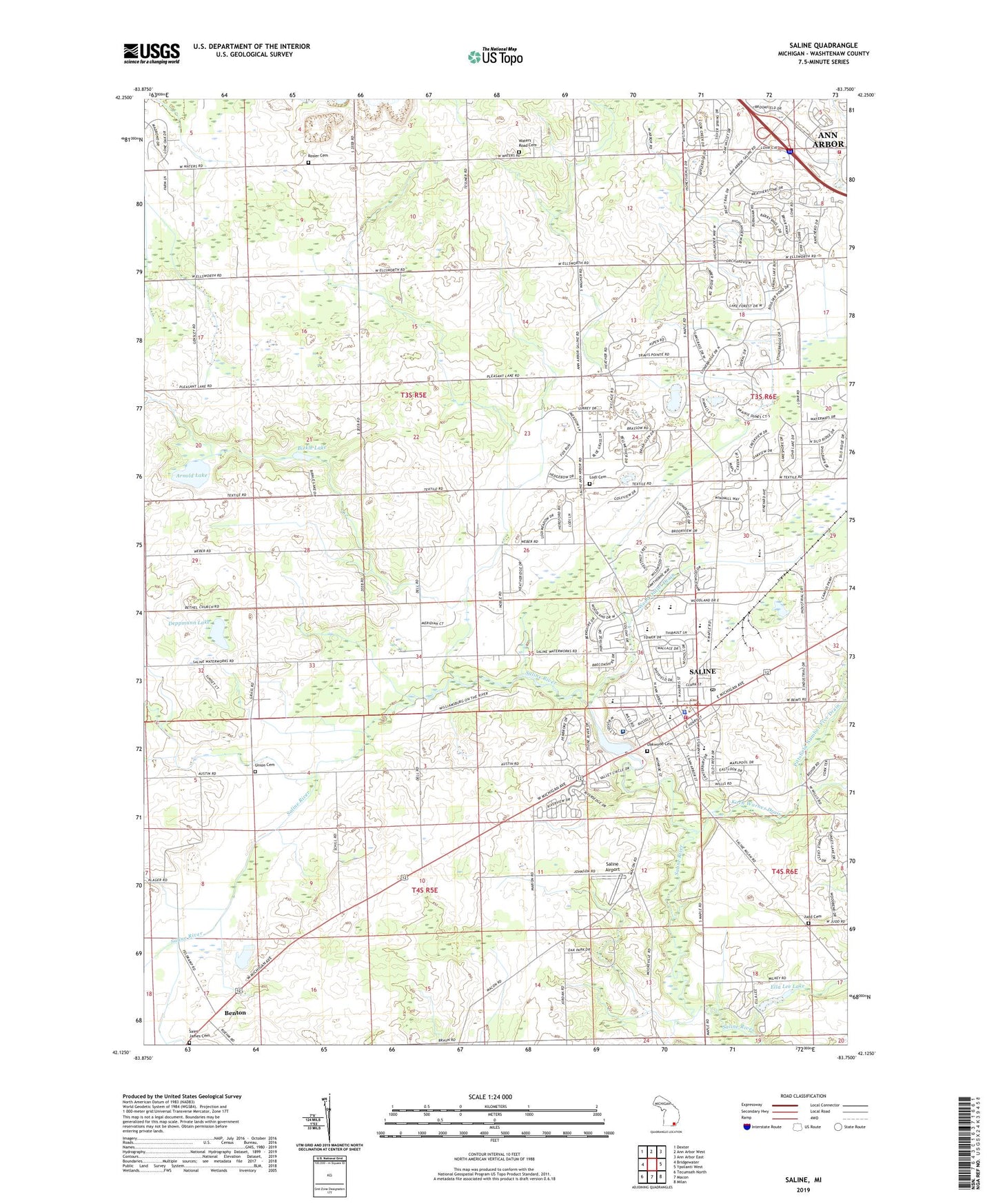 Saline Michigan US Topo Map Image
