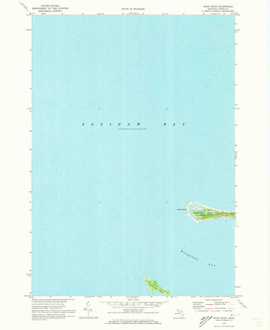 Classic USGS Sand Point Michigan 7.5'x7.5' Topo Map Image