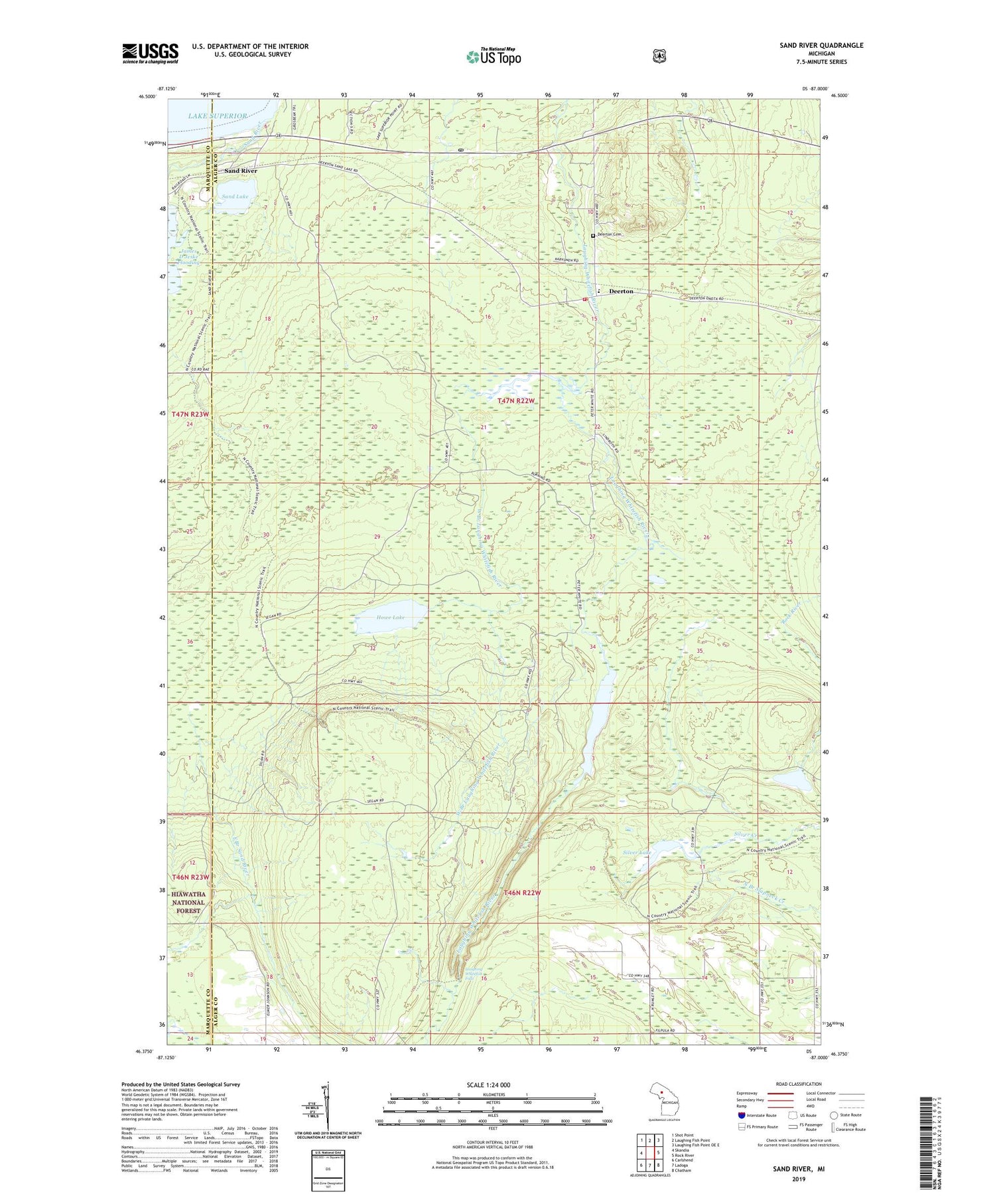 Sand River Michigan US Topo Map Image