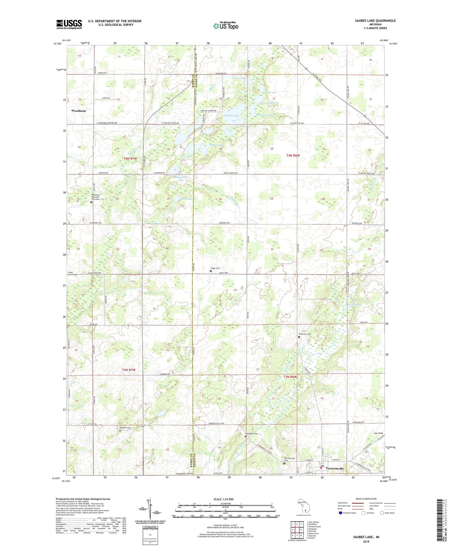 Saubee Lake Michigan US Topo Map Image