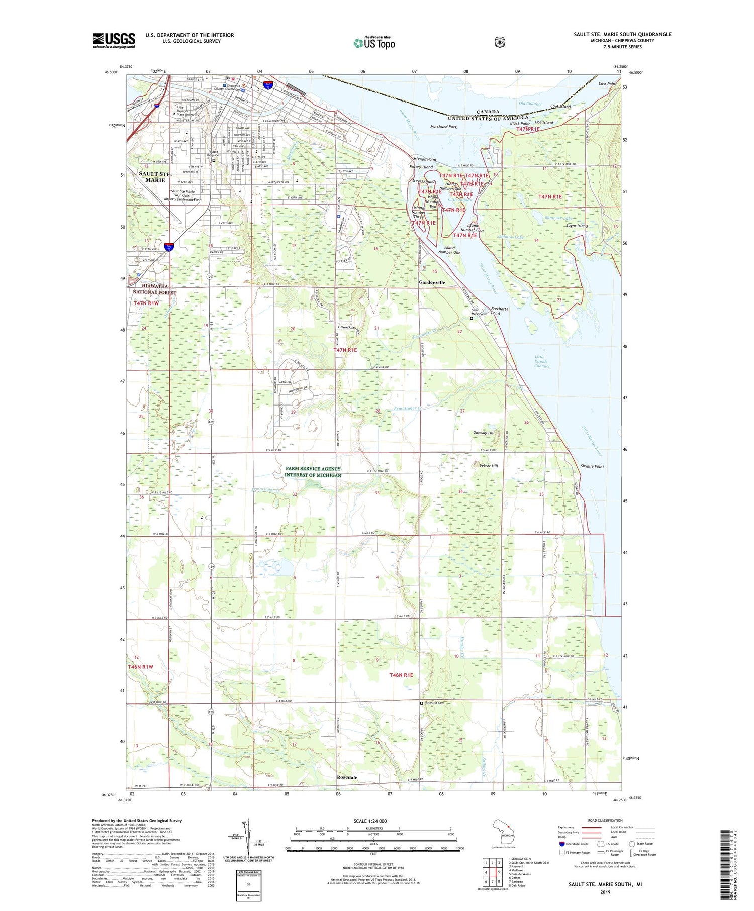 Sault Ste. Marie South Michigan US Topo Map Image