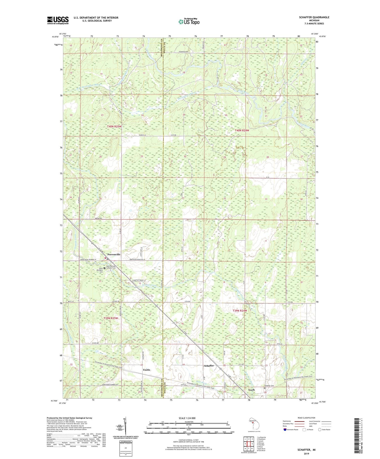 Schaffer Michigan US Topo Map Image