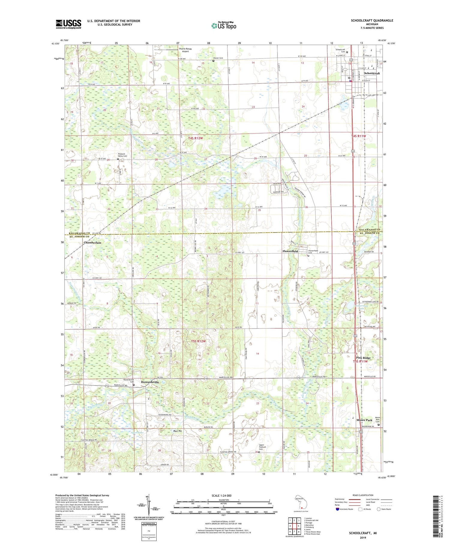 Schoolcraft Michigan US Topo Map Image
