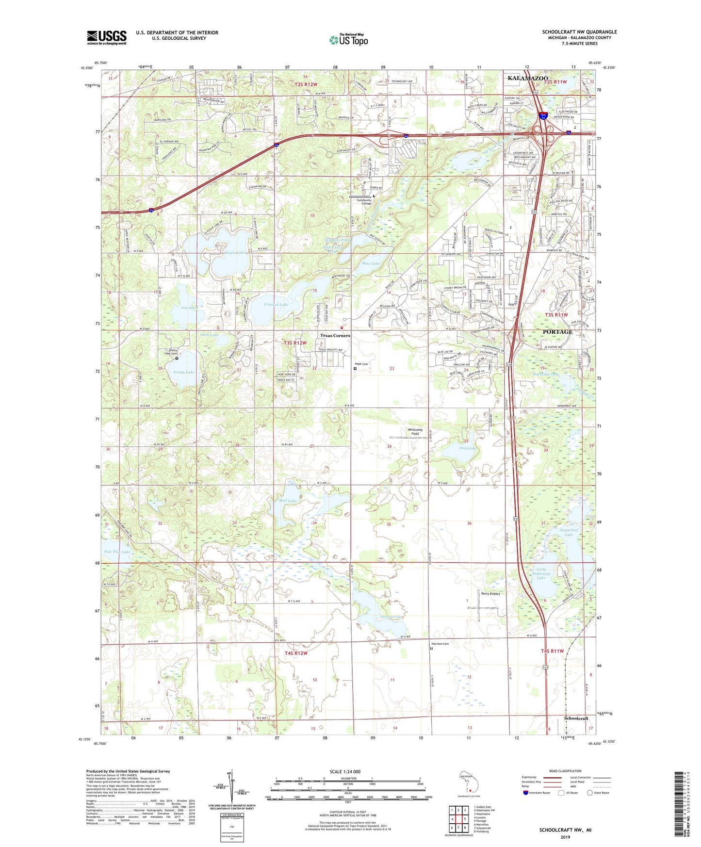 Schoolcraft NW Michigan US Topo Map Image