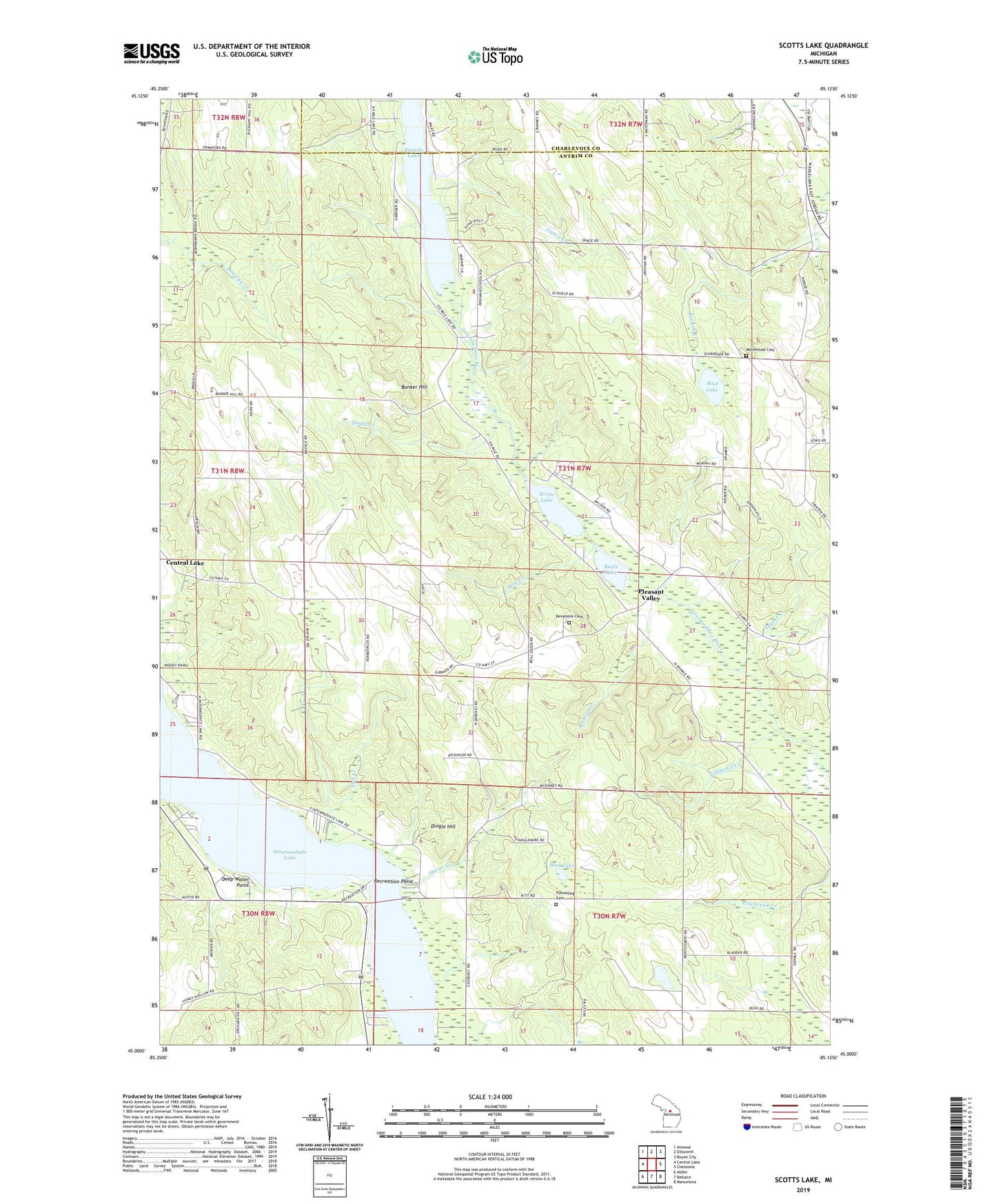 Scotts Lake Michigan US Topo Map Image