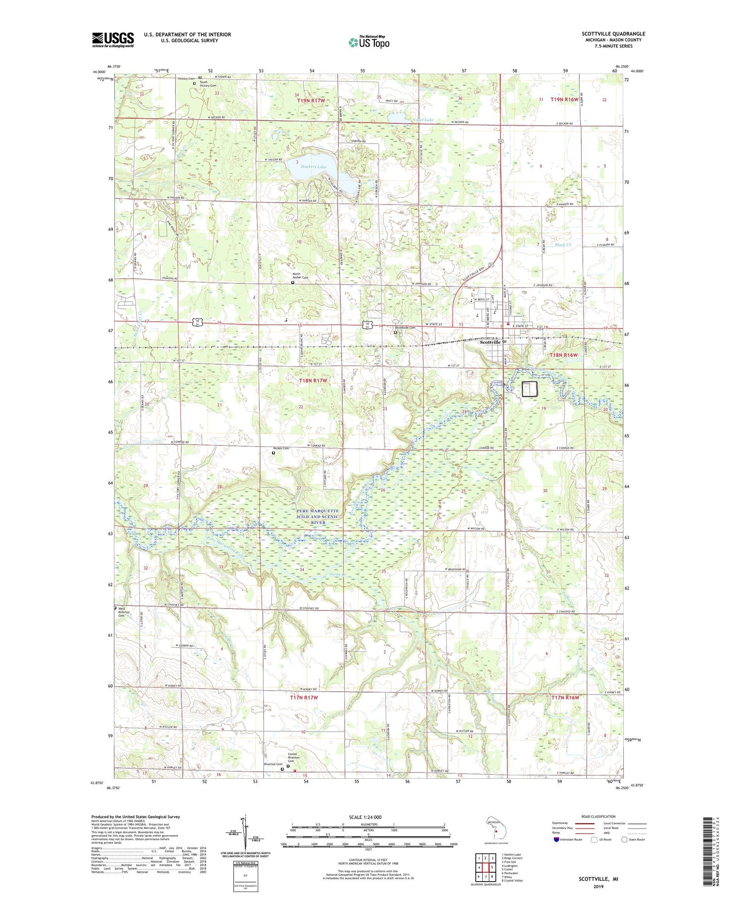 Scottville Michigan US Topo Map Image