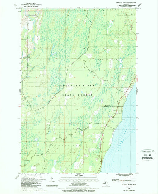 Classic USGS Seagull Point Michigan 7.5'x7.5' Topo Map Image