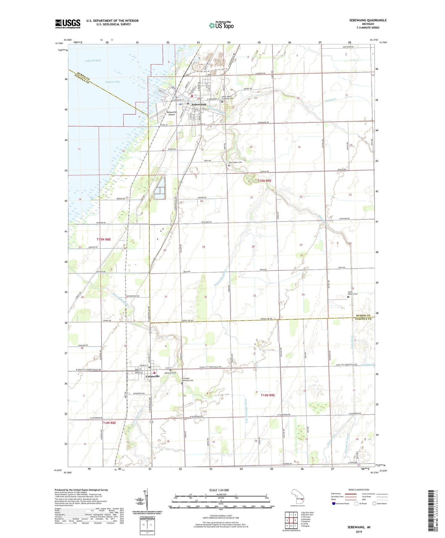 Sebewaing Michigan US Topo Map Image