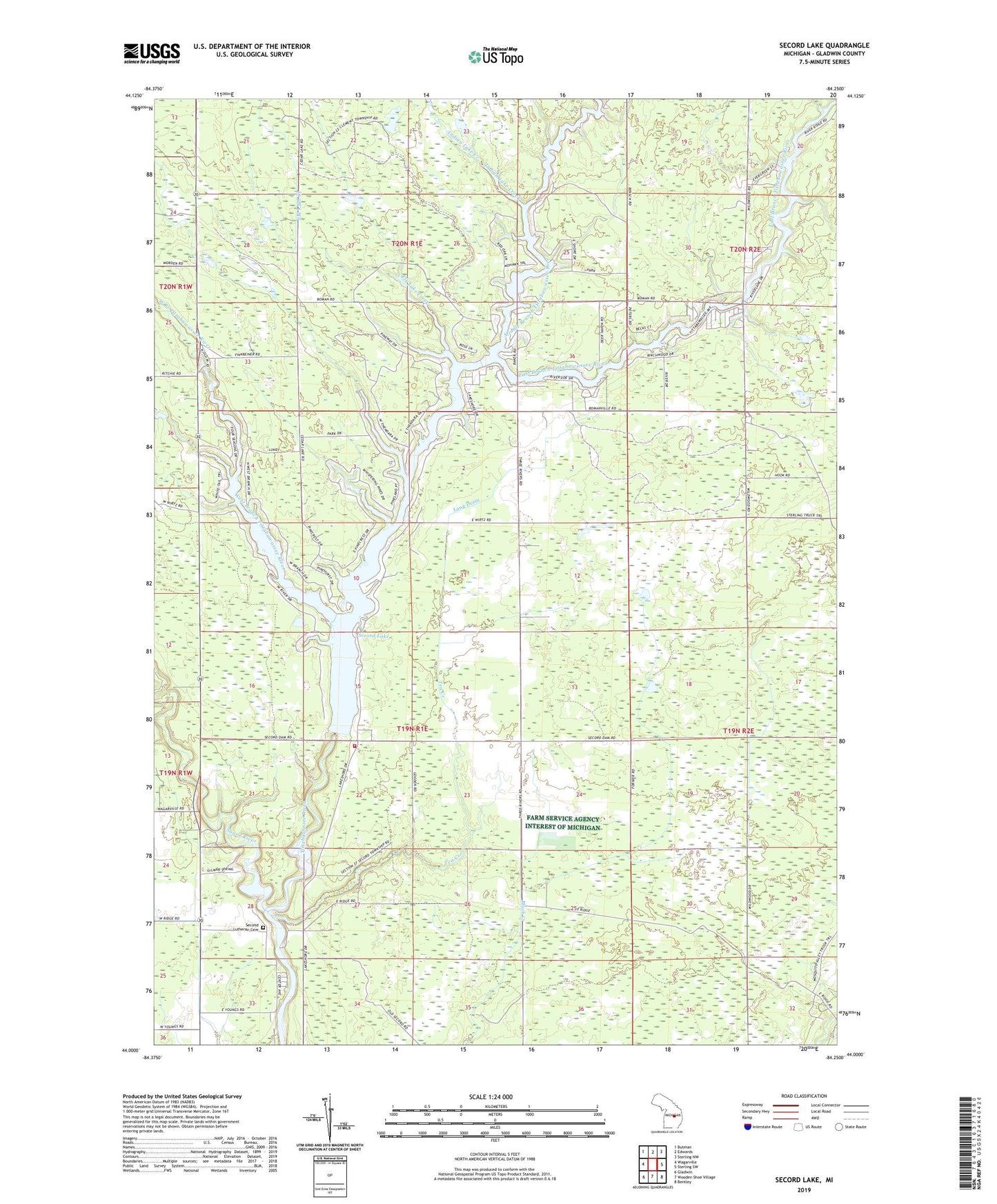 Secord Lake Michigan US Topo Map Image