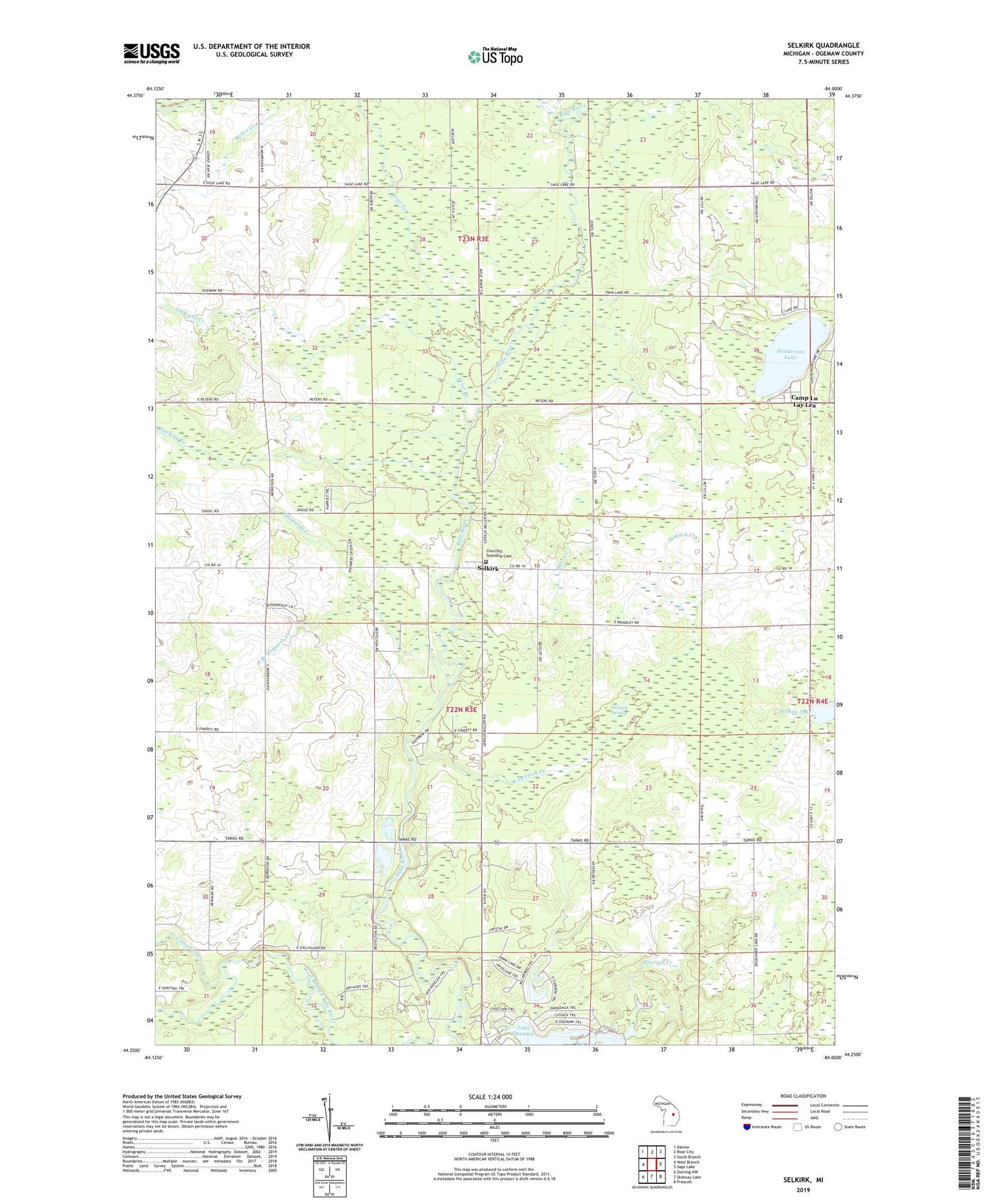 Selkirk Michigan US Topo Map Image