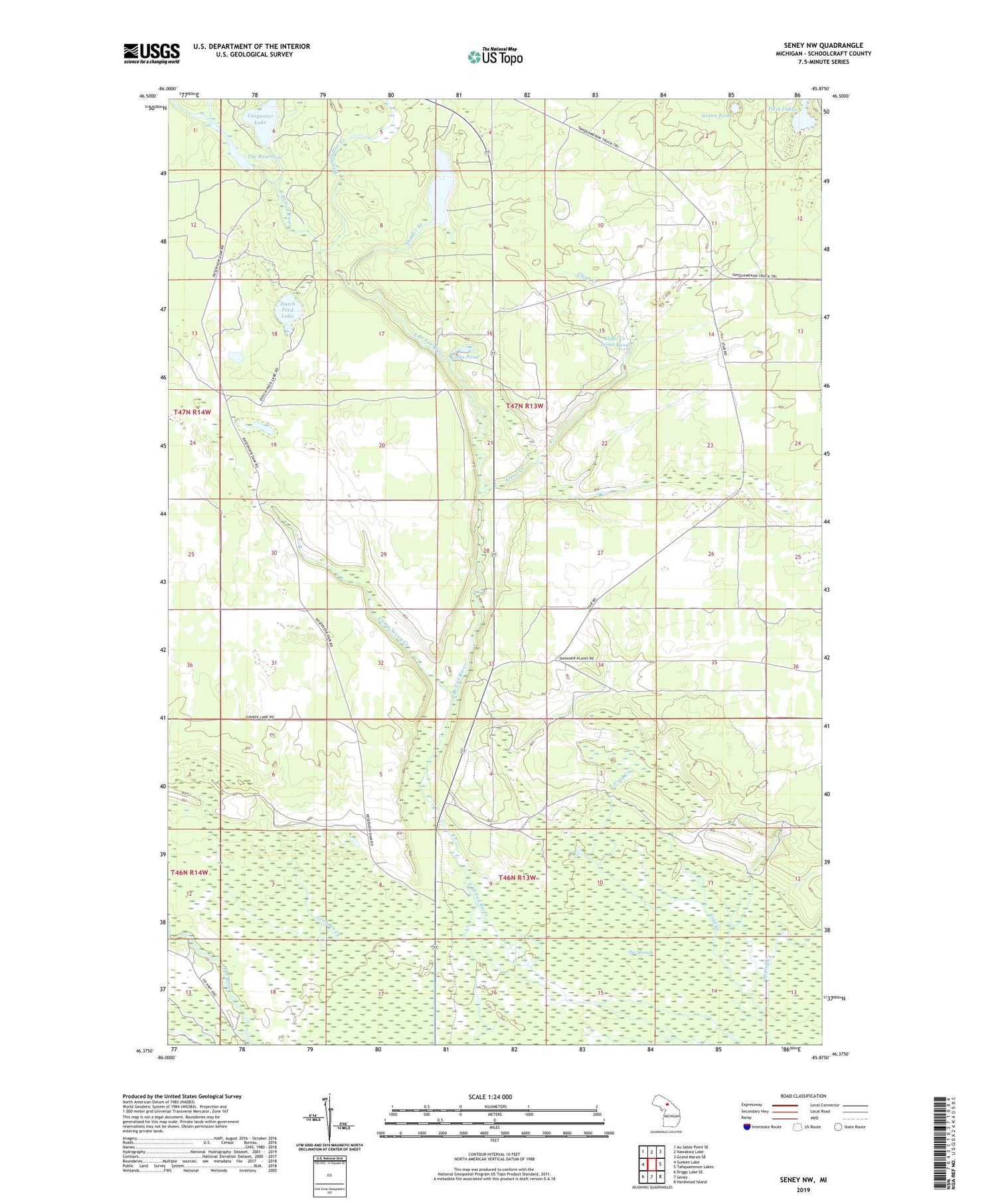 Seney NW Michigan US Topo Map Image