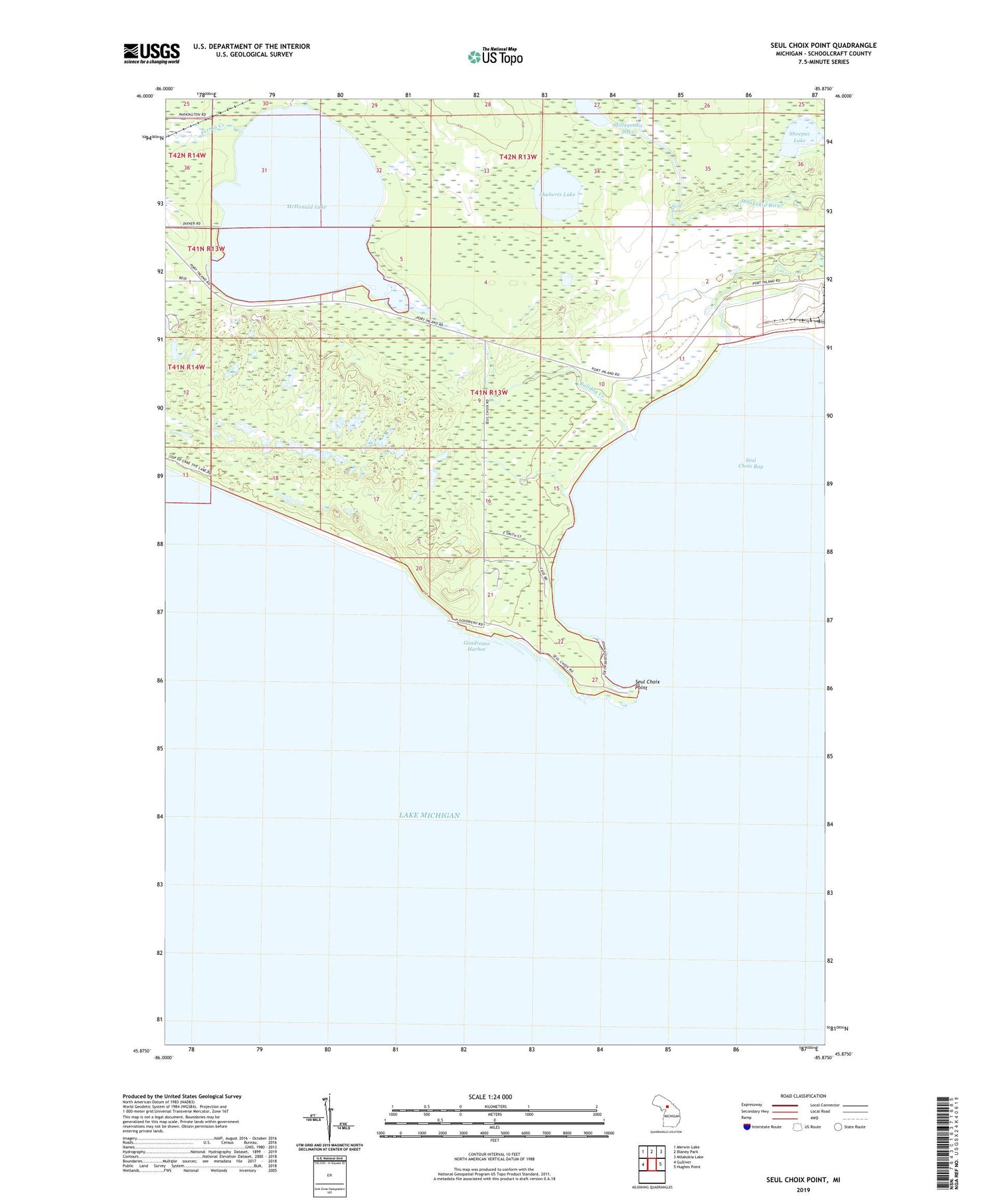 Seul Choix Point Michigan US Topo Map Image