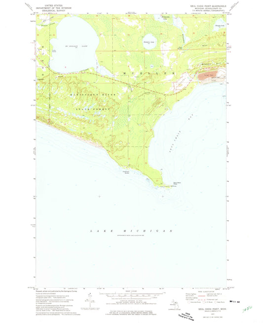 Classic USGS Seul Choix Point Michigan 7.5'x7.5' Topo Map Image