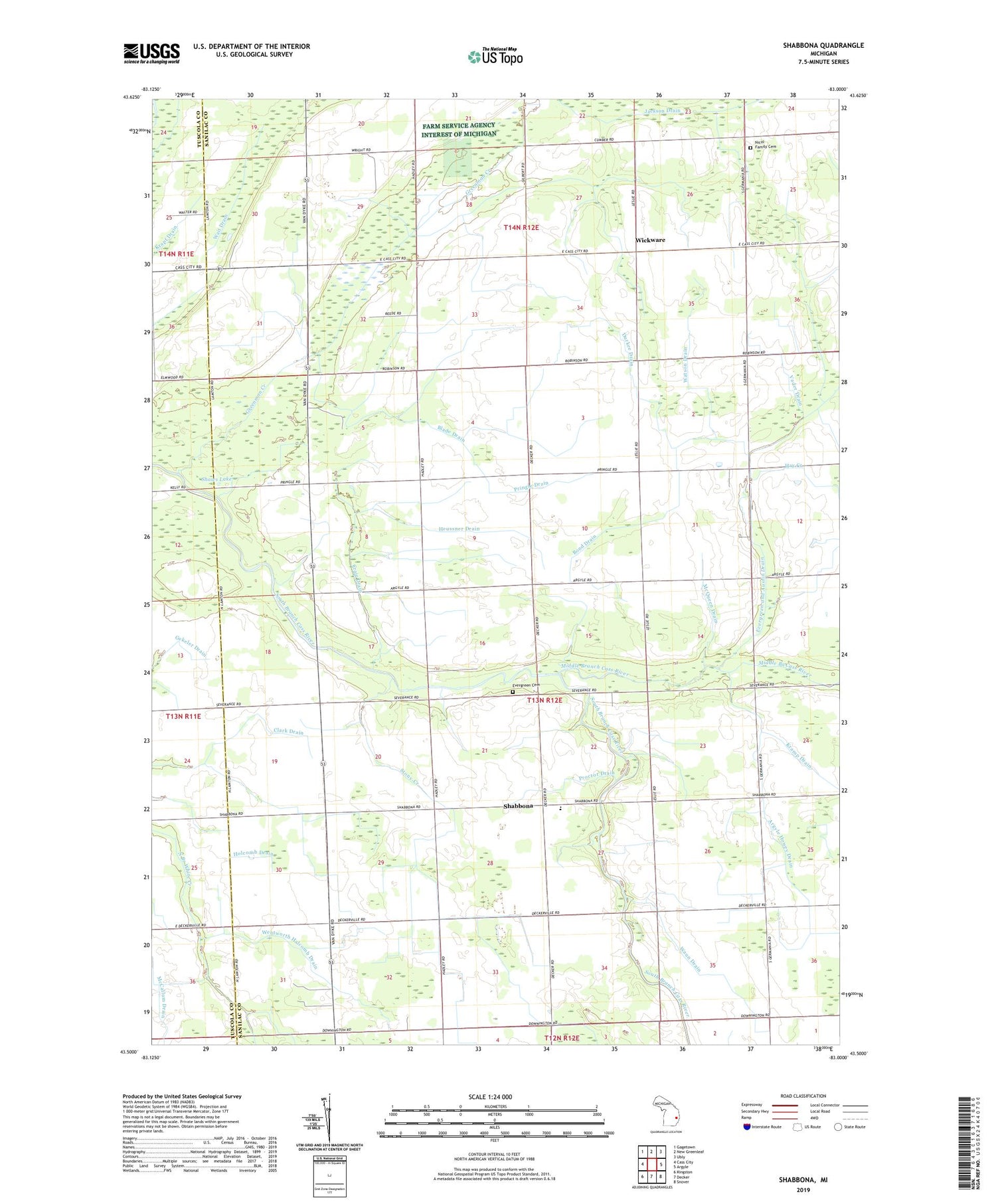Shabbona Michigan US Topo Map Image