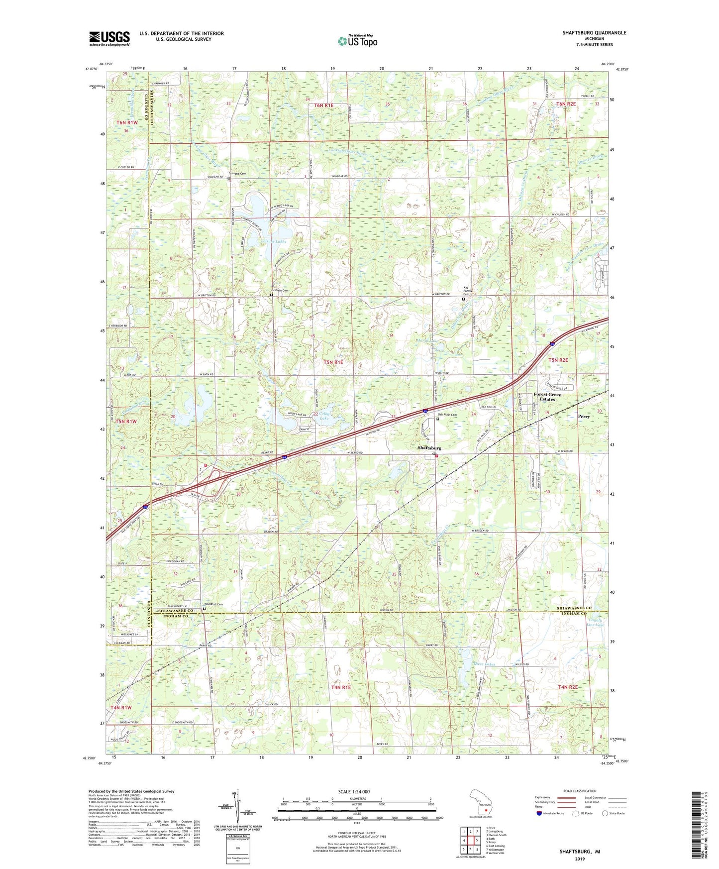 Shaftsburg Michigan US Topo Map Image