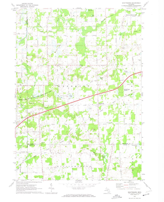 Classic USGS Shaftsburg Michigan 7.5'x7.5' Topo Map Image