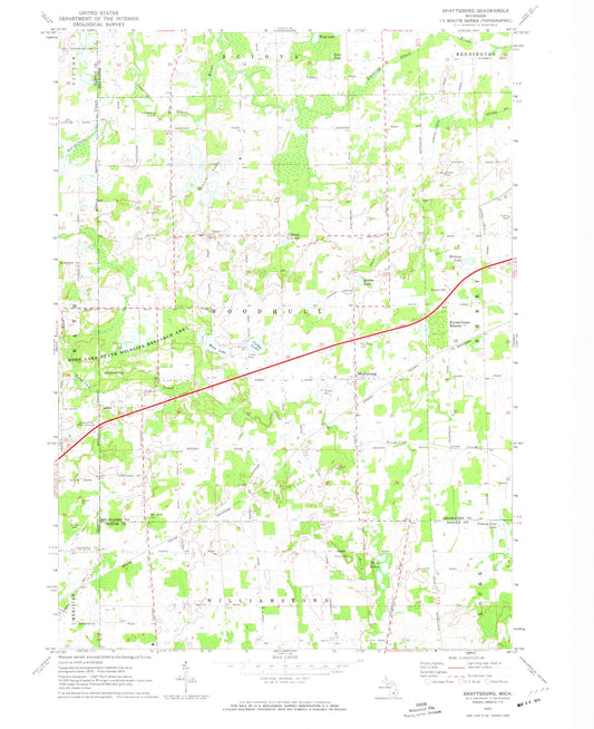 Classic USGS Shaftsburg Michigan 7.5'x7.5' Topo Map Image