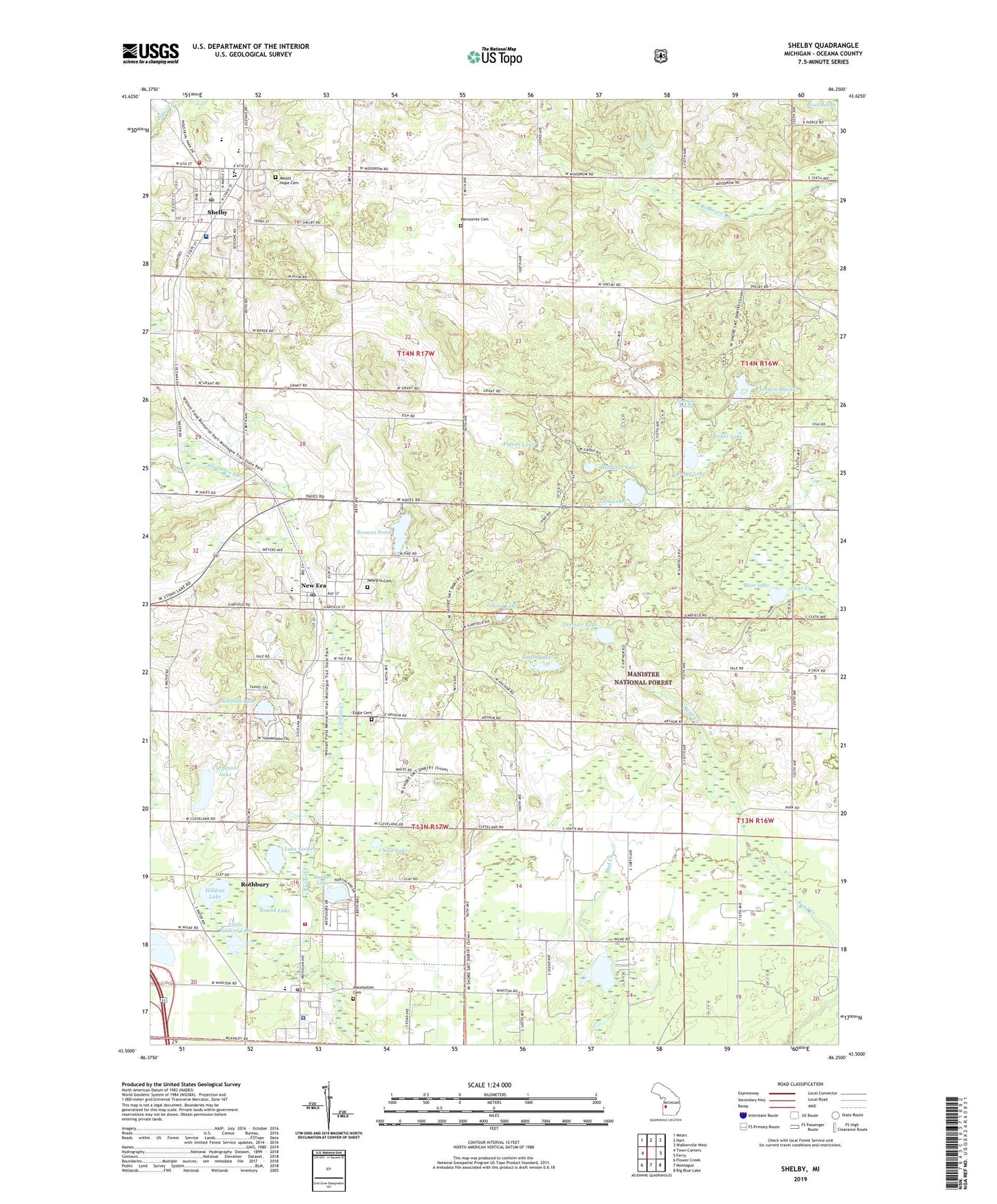 Shelby Michigan US Topo Map Image