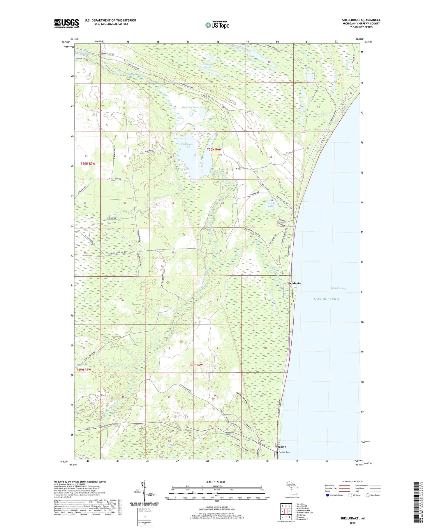 Shelldrake Michigan US Topo Map Image