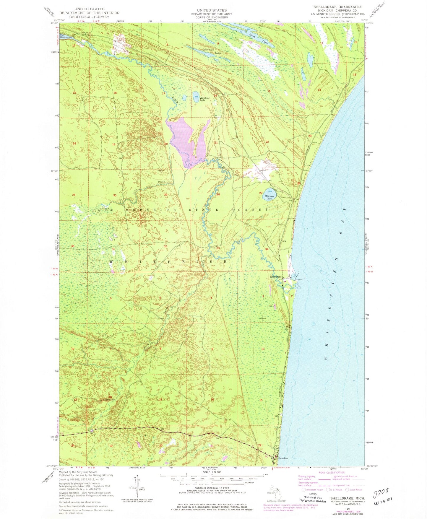 Classic USGS Shelldrake Michigan 7.5'x7.5' Topo Map Image