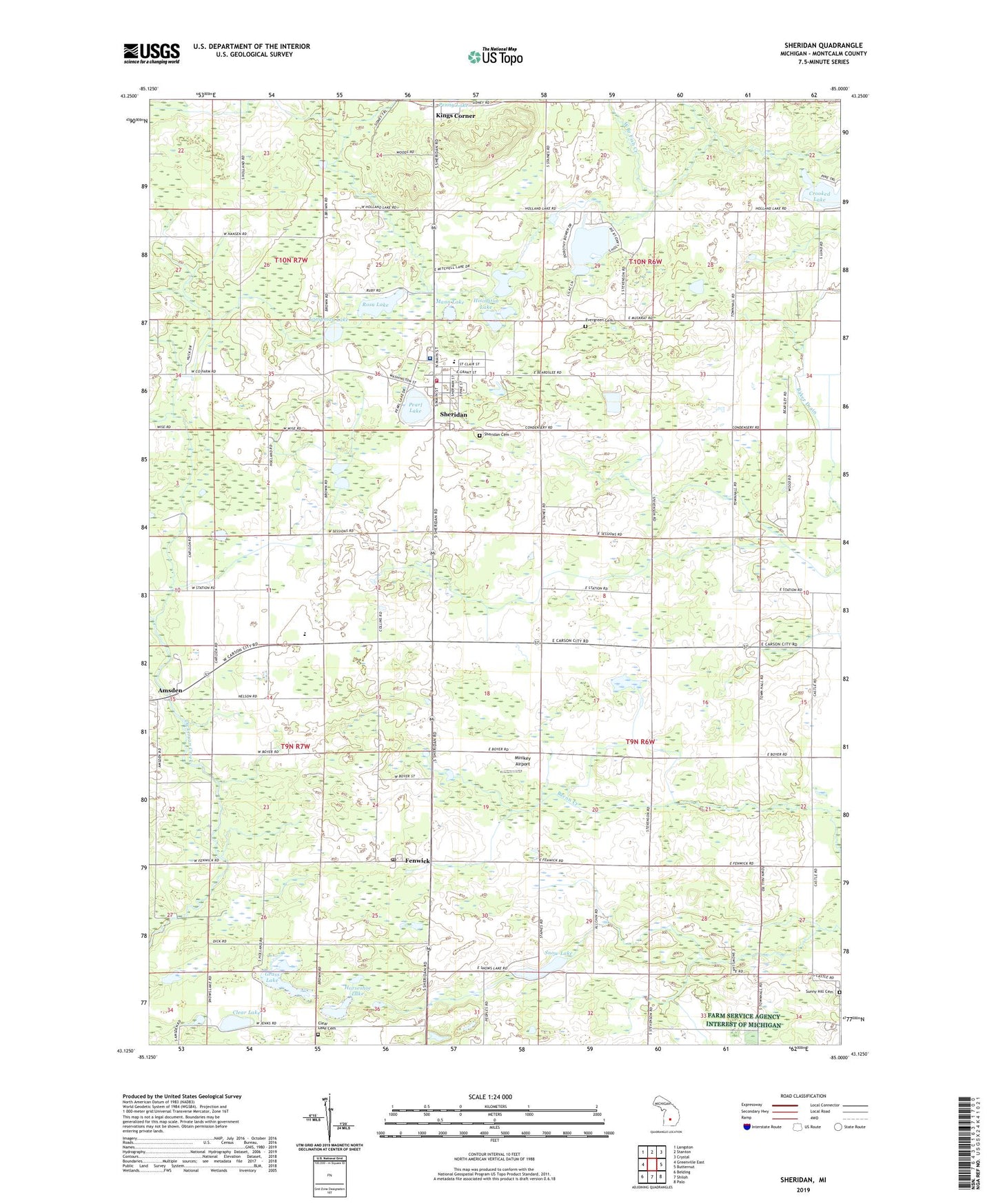 Sheridan Michigan US Topo Map Image