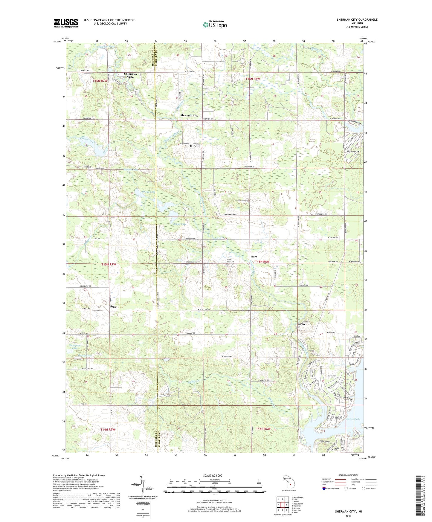 Sherman City Michigan US Topo Map Image