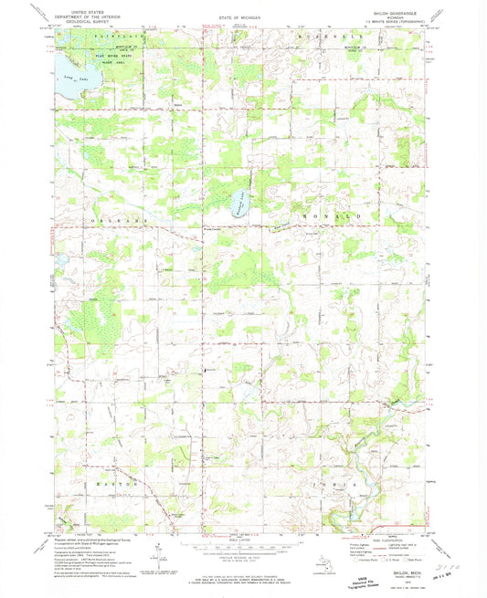 Classic USGS Shiloh Michigan 7.5'x7.5' Topo Map Image