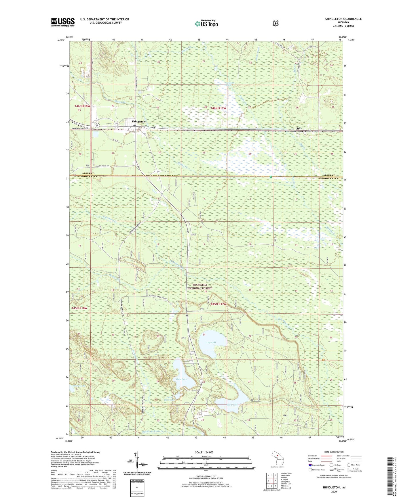 Shingleton Michigan US Topo Map Image