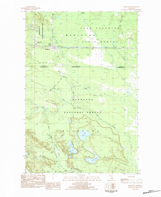 Classic USGS Shingleton Michigan 7.5'x7.5' Topo Map Image