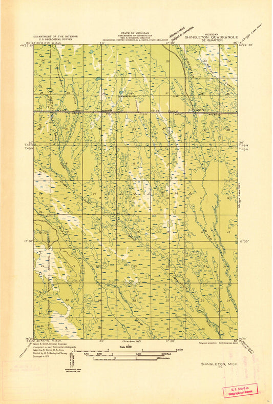 Classic USGS Creighton Michigan 7.5'x7.5' Topo Map Image