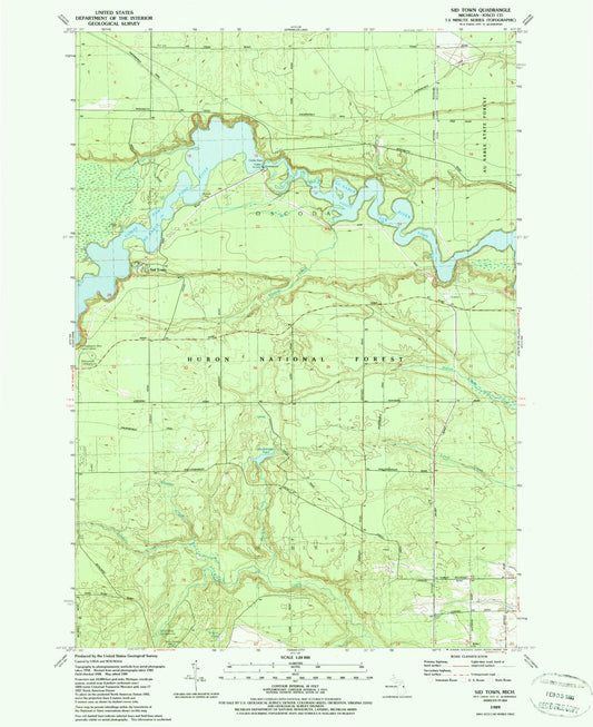 Classic USGS Sid Town Michigan 7.5'x7.5' Topo Map Image