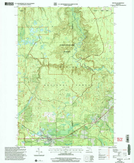 Classic USGS Sidnaw Michigan 7.5'x7.5' Topo Map Image