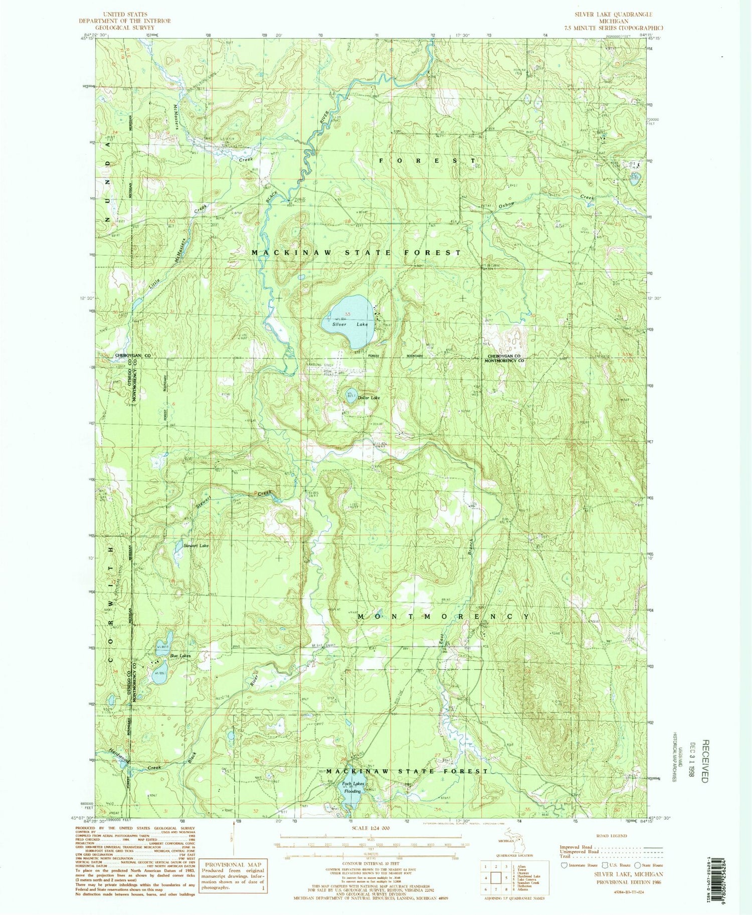 Classic USGS Silver Lake Michigan 7.5'x7.5' Topo Map Image