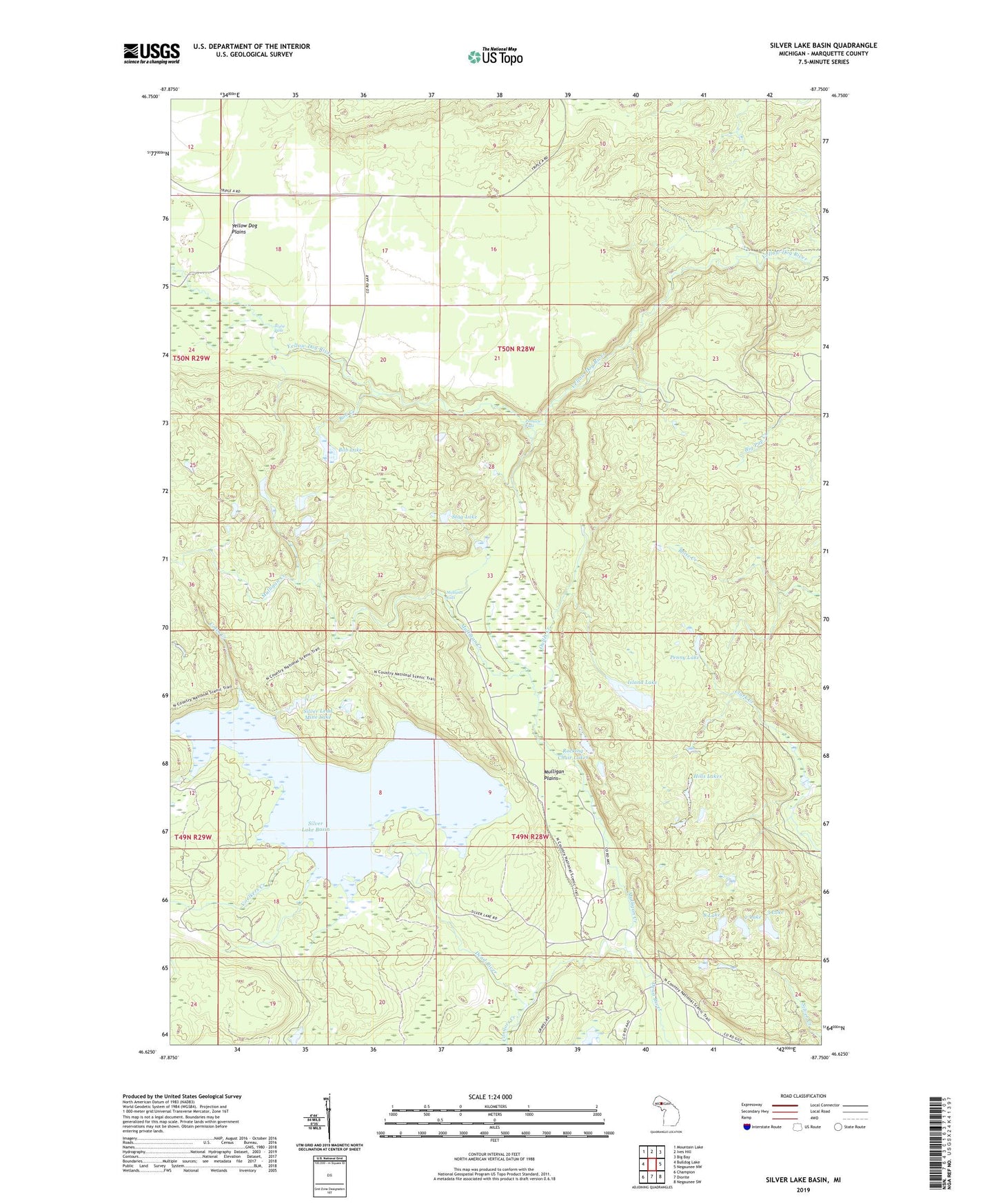 Silver Lake Basin Michigan US Topo Map Image