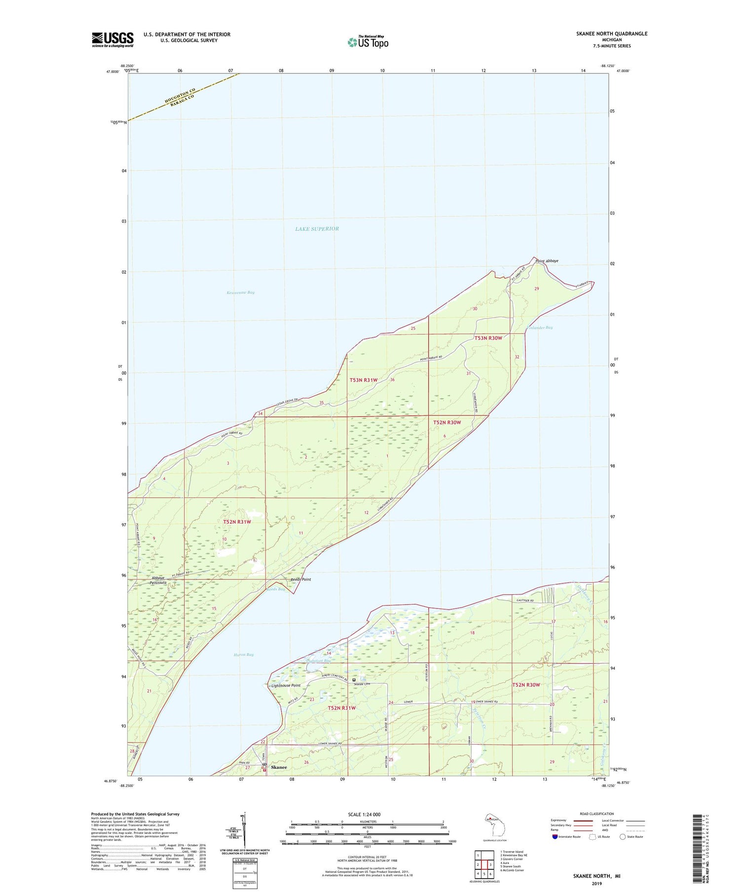 Skanee North Michigan US Topo Map Image