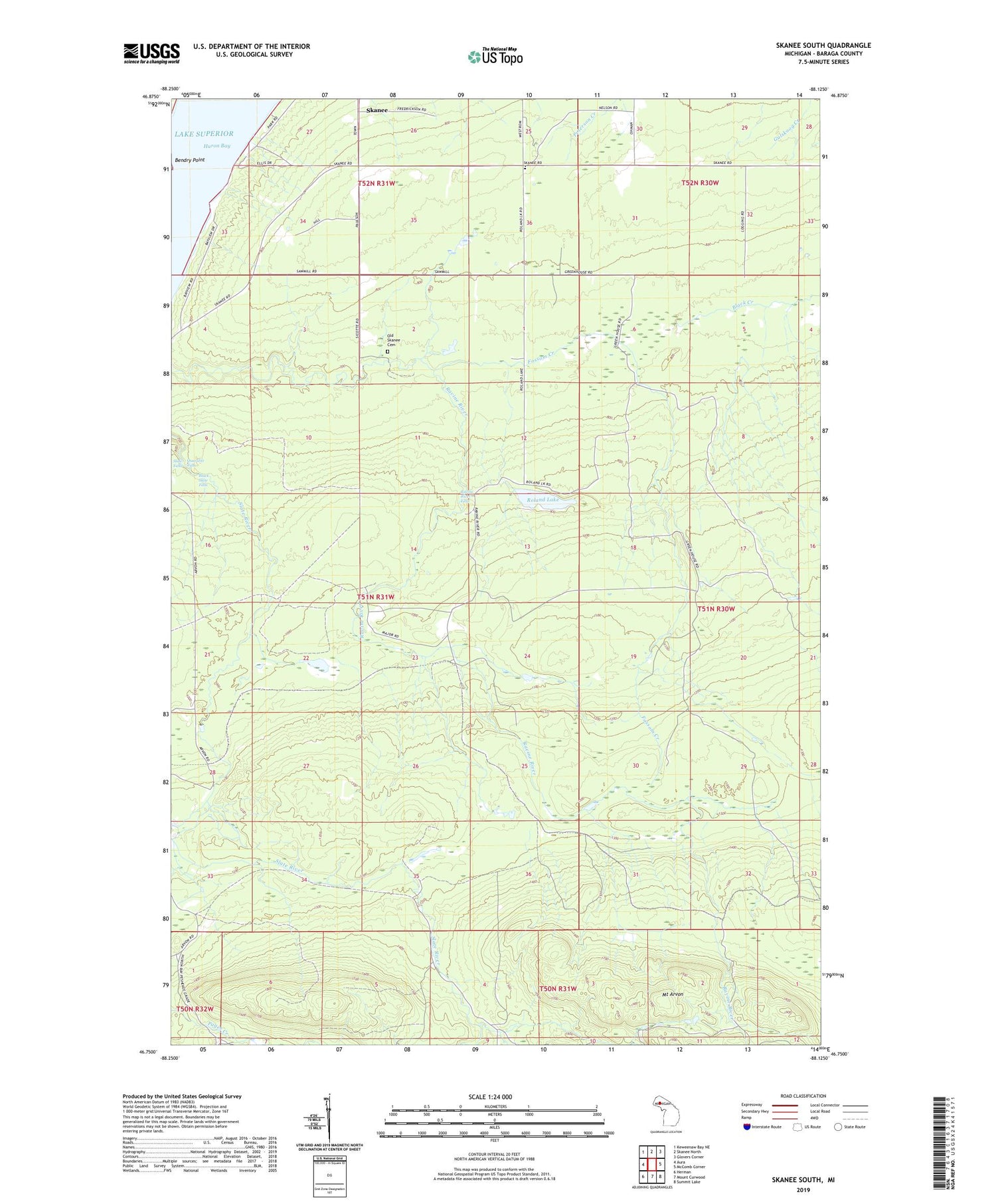 Skanee South Michigan US Topo Map Image