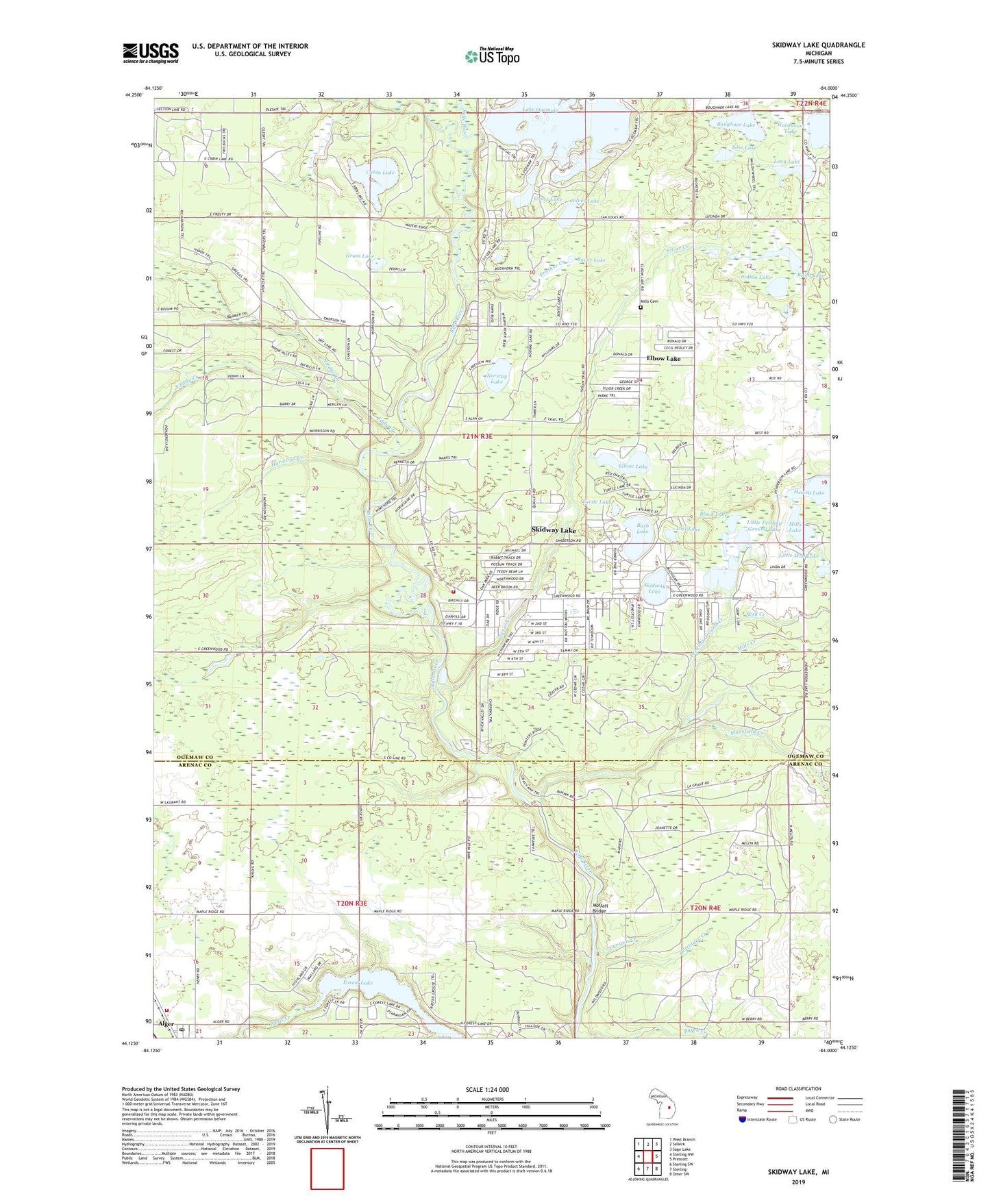Skidway Lake Michigan US Topo Map Image