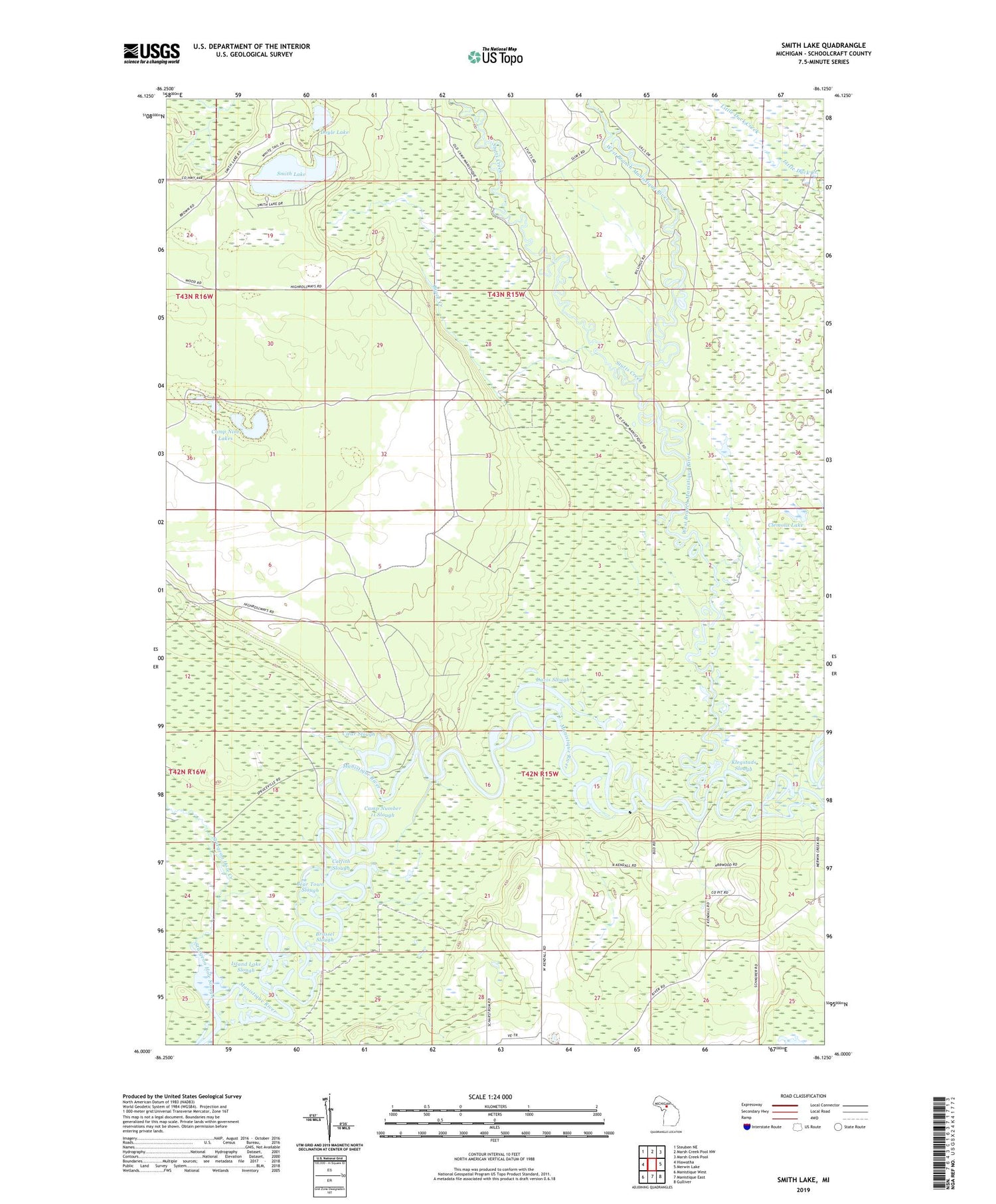 Smith Lake Michigan US Topo Map Image