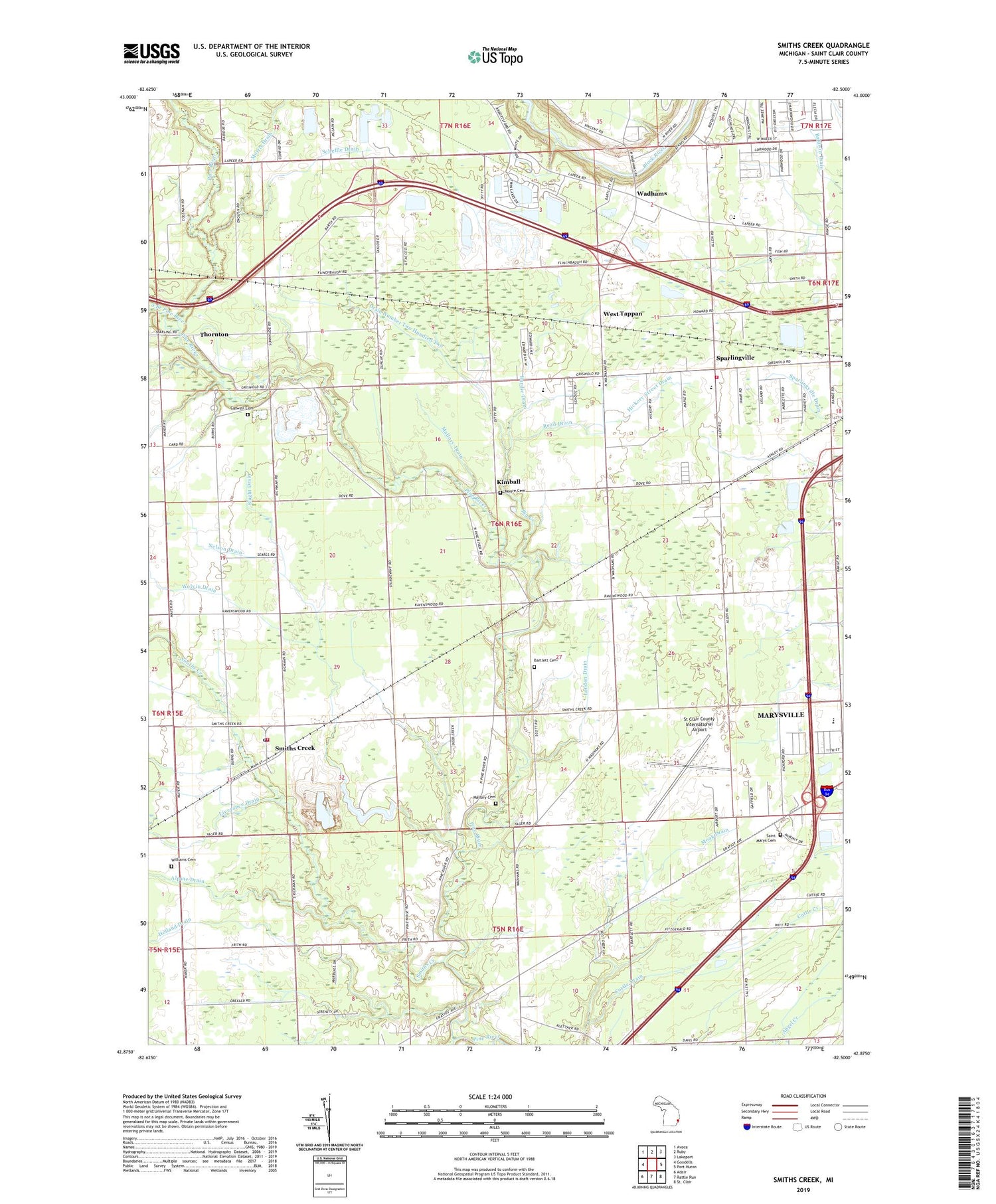Smiths Creek Michigan US Topo Map Image