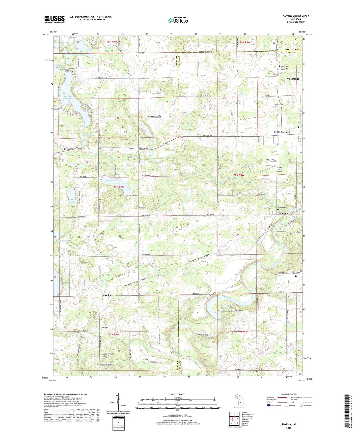 Smyrna Michigan US Topo Map Image