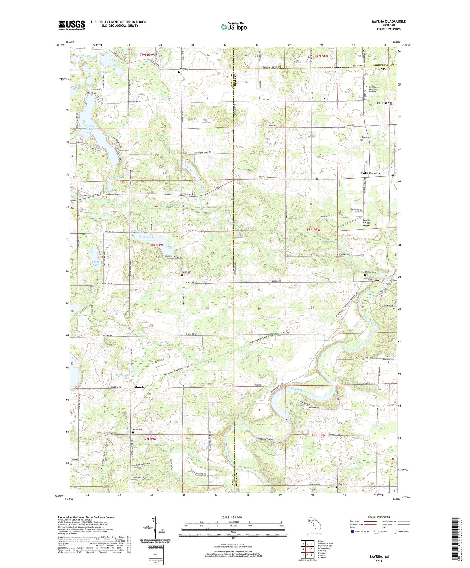 Smyrna Michigan US Topo Map Image