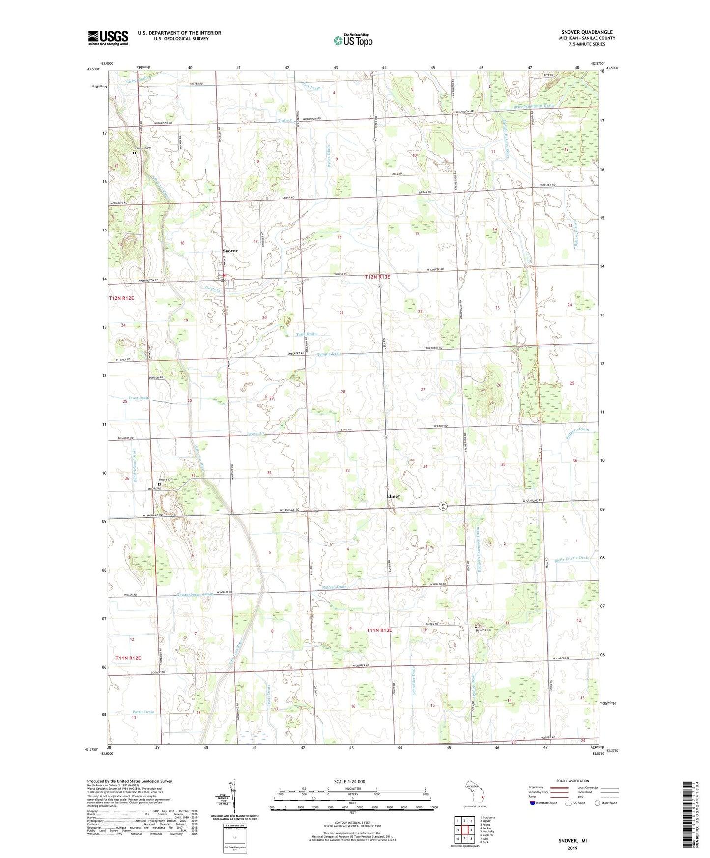 Snover Michigan US Topo Map Image