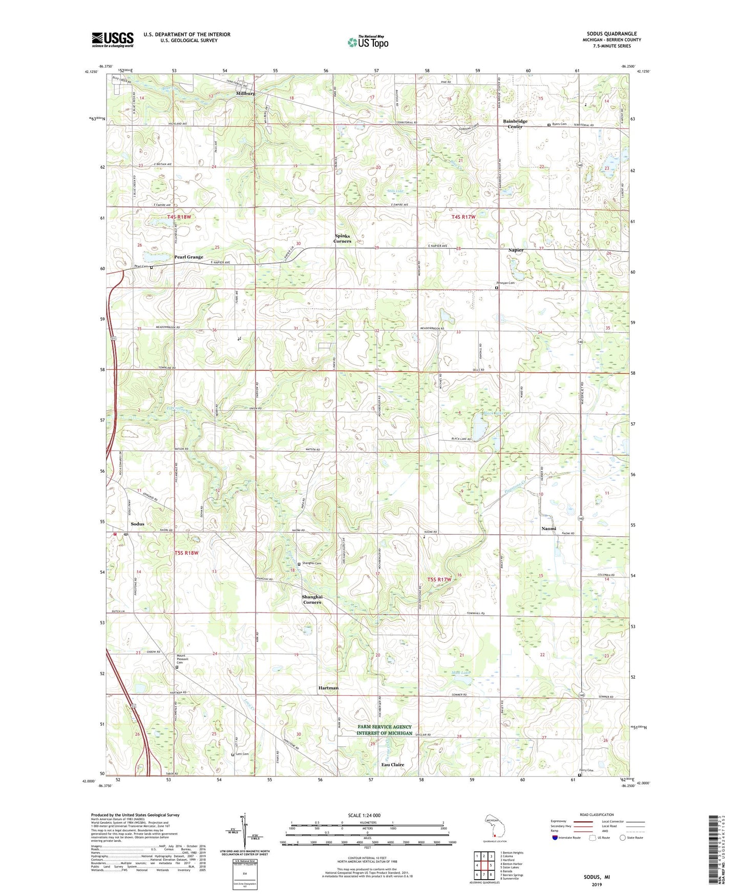 Sodus Michigan US Topo Map Image