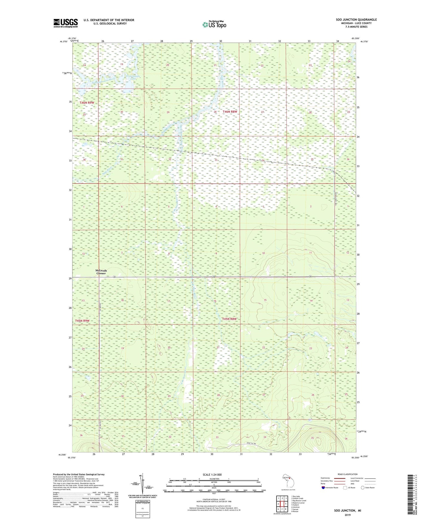 Soo Junction Michigan US Topo Map Image