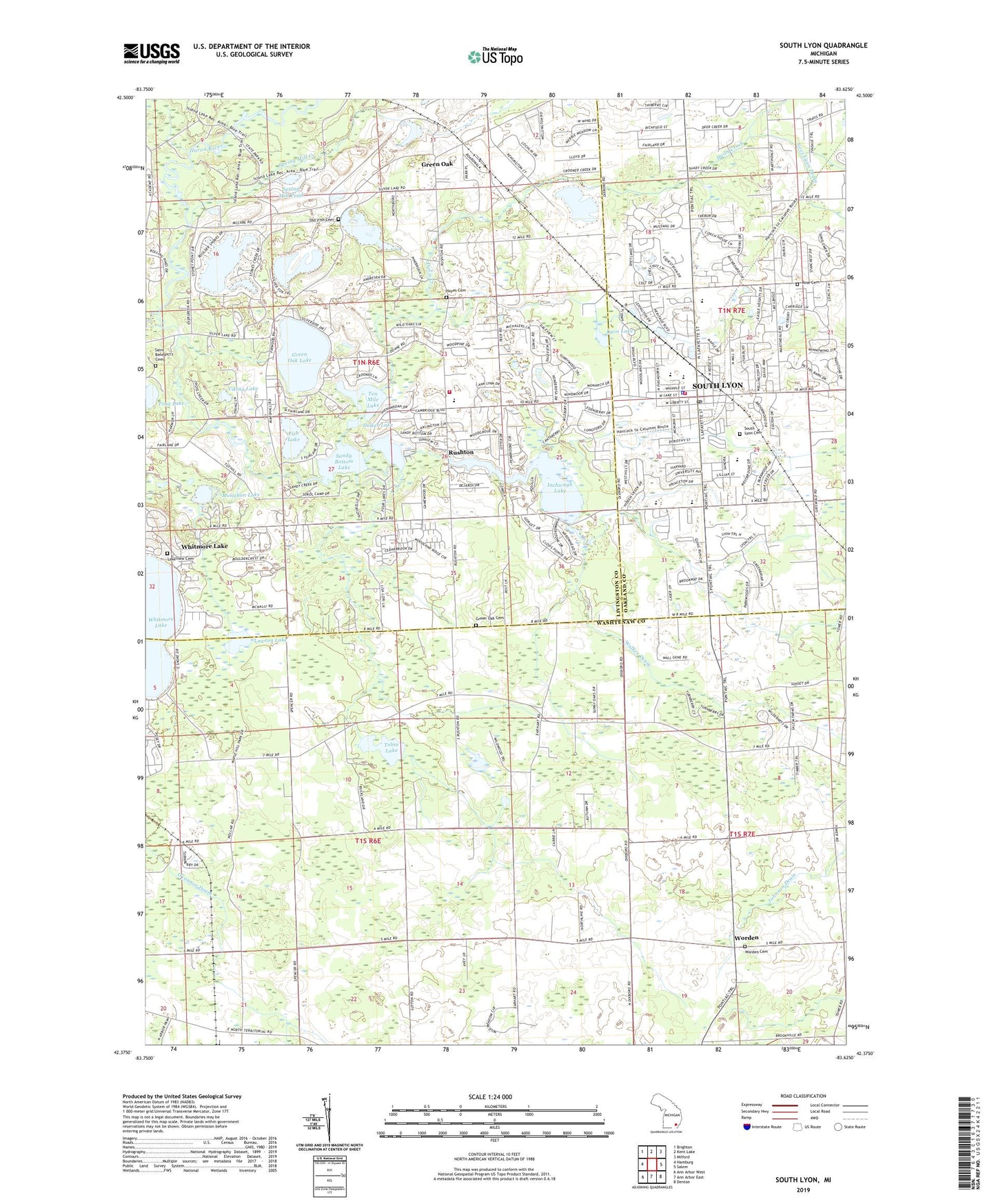 South Lyon Michigan US Topo Map Image