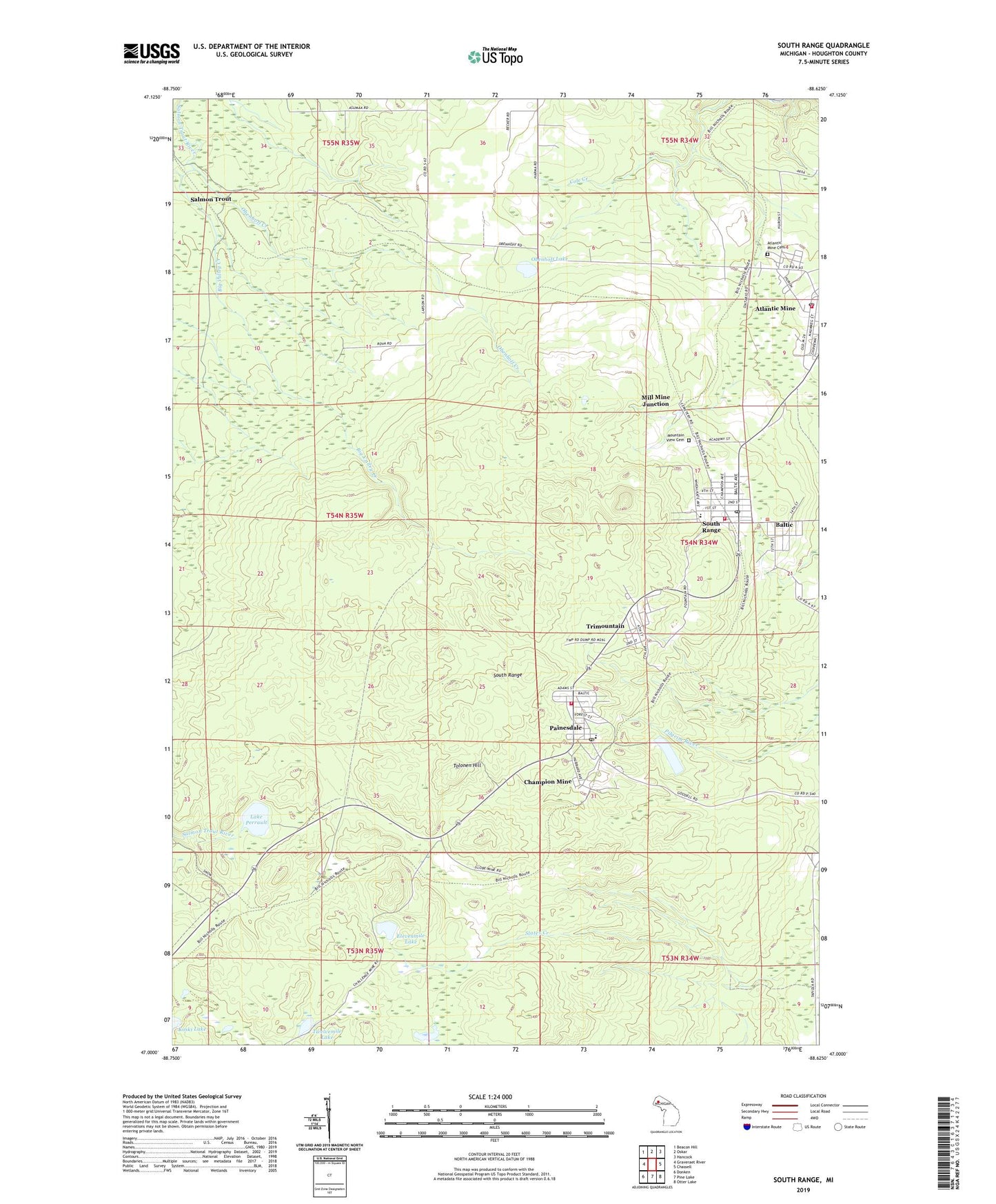 South Range Michigan US Topo Map Image