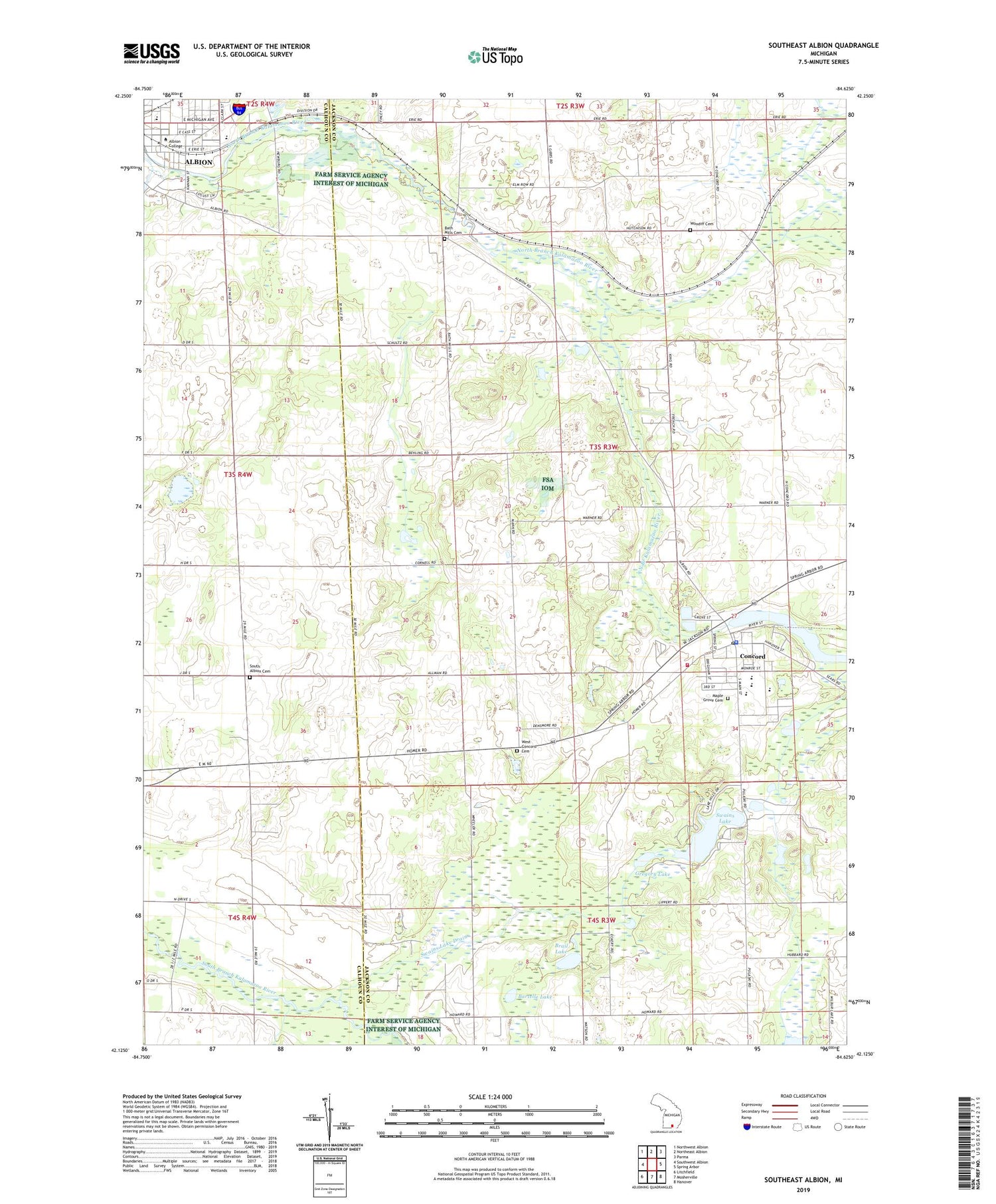 Southeast Albion Michigan US Topo Map Image